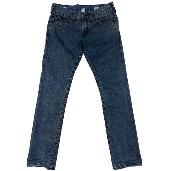 True Religion Ricky Relaxed Straight Dark Blue Denim Women‎ Jeans Sz 29 - Picture 1 of 6